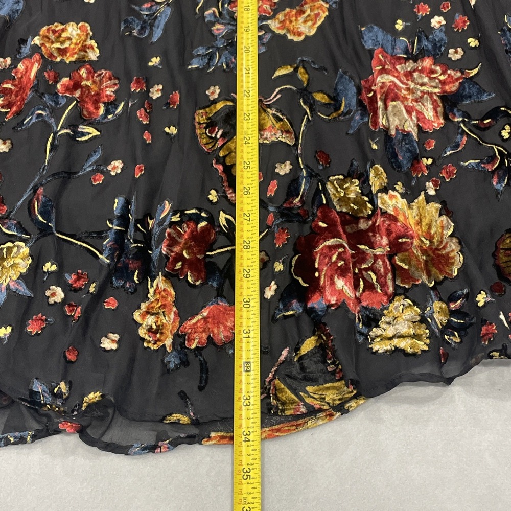 Free People Electra Heart Midi Skirt Burnout Velvet Elegant A-Line Floral Size M - Picture 11 of 13